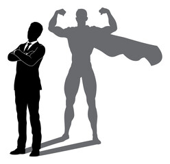 Wall Mural - Superhero Business Man With Super Hero Shadow