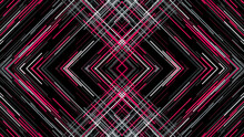 Pattern Of Lines With Interference On Black Background. Animation. Triangular Mirror Pattern Of Colored Lines Intersects With Interference On Black Background