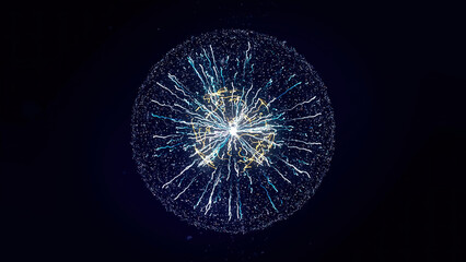 Poster - Abstract concept of electric power. Animation. Beautiful abstract lightning and bright light in energy ball with zippers on the black background.