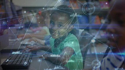 Poster - Animation of network of connections over diverse schoolchildren using computers in classroom