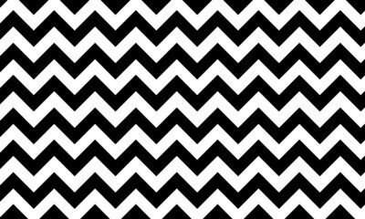 Wall Mural - big wave or zig zag repeat pattern with black and white colour