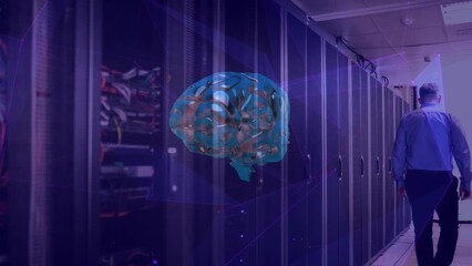 Poster - Animation of brain rotating over servers