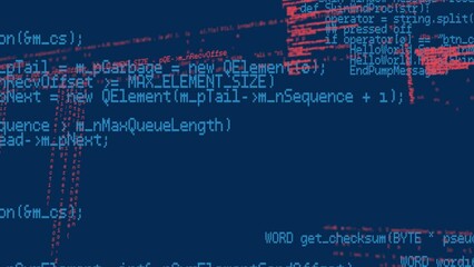 Animation of data processing on navy background