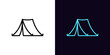 Outline camping tent icon, with editable stroke. Linear tent silhouette, camp pictogram. Camping shelter