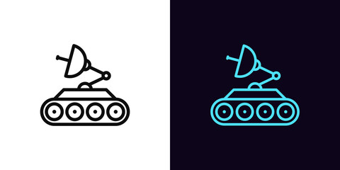 Poster - outline mars rover icon, with editable stroke. space rover with satellite dish, robot explorer picto