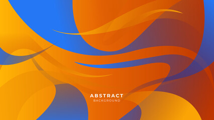 Wall Mural - Minimal blue orange banner geometric shapes abstract modern background design. Design for poster, template on web, backdrop, banner, brochure, website, flyer, landing page, presentation, and webinar