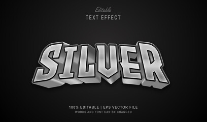 Wall Mural - Silver Editable Text Effect 3D Style