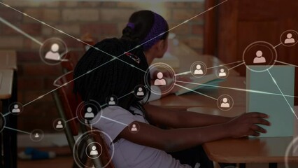 Poster - Animation of network of connections over diverse girls learning at school