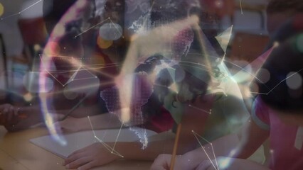 Poster - Animation of network of connections over diverse schoolchildren and globe