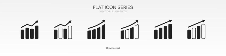 Poster - Financial analysis stats icon set. Growing graph set. Business chart with arrow. Growths chart collection. Progress bar. Bar diagram. Growth success arrow icon. Progress symbol. Chart increase.