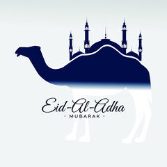 Flat paper style eid al adha bakrid festival nice background with camel mosque