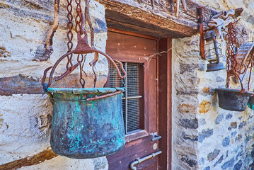 Canvas Print - The vintage items at the house door, Frasco, Valle Verzasca, Switzerland