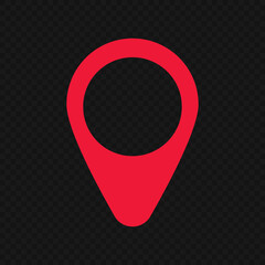 Poster - red map pin isolated on black background. vector.