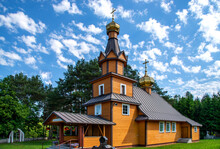 Built Of Wood In 1955, The Temple, The Cemetery Orthodox Church Of Ascension Day In The Town Of Orzeszkowo In Podlasie, Poland.