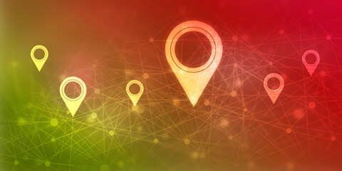 Fototapete - 2d rendering Red map pointer
