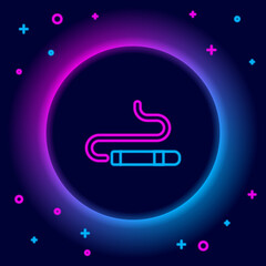 Canvas Print - Glowing neon line Cigar icon isolated on black background. Colorful outline concept. Vector