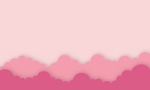 The Lover Sunrise Paper Art And Craft Style Vector Pink Sky With Clouds. Valentines Cartoon Background. Bright Illustration For Design.