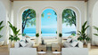 Luxury house and resort on the beach for sea views and living - 3D rendering
