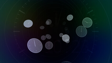 Wall Mural - time flow images with analog clock background.