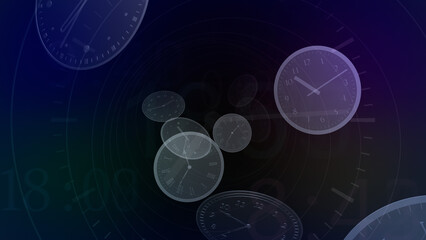 Wall Mural - time flow images with analog clock background.