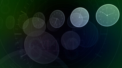 Wall Mural - time flow images with analog clock background.