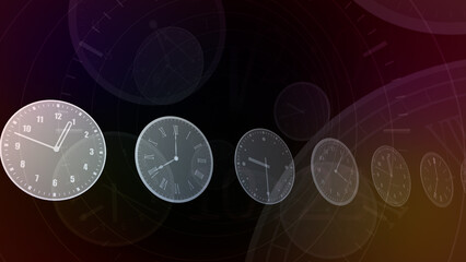 Wall Mural - time flow images with analog clock background.