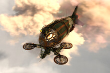 3d Rendering Of A Fantasy Steampunk Airship