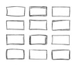 Sketch square frames. Hand drawn rectangular shape doodle border, pencil line scrawl squares and sketched selection frame vector set