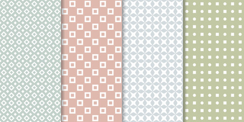 Wall Mural - Set of minimal geometric texture seamless patterns. Repeating simple geometrical shapes backgrounds.