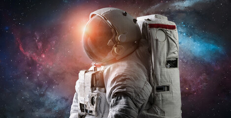 astronaut in space. galaxy and nebula space wallpaper. spaceman sci-fi background. elements of this 