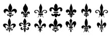 Vector Illustration Heraldic Emblem. Royal Fleur-de-lis Symbol Set.