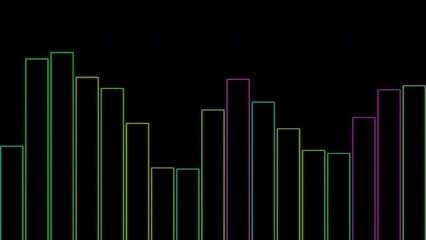 Poster - Column Equalizer. Design. Colorful columns of contour lines move to beat of music. Contour equalizer on black background