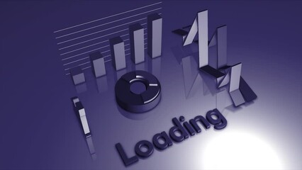 Aufkleber - Moving 3d animation with loading model. Motion. Futuristic 3d model of loading process. Diagram with business style in process of loading