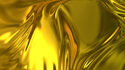 3d render beautiful folds of golden silk in full screen, like a beautiful clean fabric background li