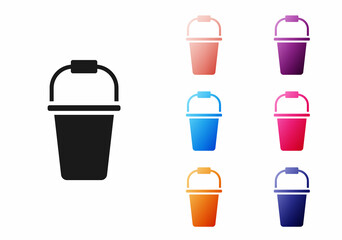 Poster - Black Bucket icon isolated on white background. Set icons colorful. Vector