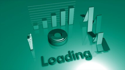 Aufkleber - Moving 3d animation with loading model. Motion. Futuristic 3d model of loading process. Diagram with business style in process of loading