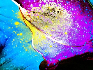 Oil Painting Artist. Neon Alcohol Ink Color. Multicolor Oil Paint Wall. Abstract Oil Paint. Fluorescent Alcohol Inks. Cosmos Blurred Color.