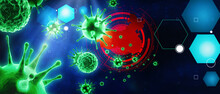 Corona Virus Background, Pandemic Risk Concept. 3D Illustration