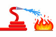 fire hose extinguish the fire. localization of fire. flat vector illustration.