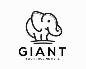 Wall Mural - stand line art elephant logo symbol design template illustration inspiration