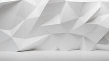White 3D Geometric Wall. Futuristic Architectural Wallpaper.