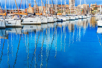 Wall Mural - Yachts Boats Waterfront Reflection Marseille France