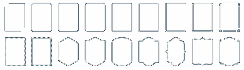 set of simple line frames with double stroke. easily editable vector edges with editable line thickn