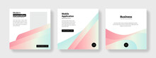 Pastel Color, Editable Social Media Layouts For Business, Instagram And Facebook Square Web Banners For Digital Marketing, Color Gradient, Layered, Minimal Design With Place For Photos