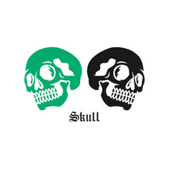 Wall Mural - two green skulls vector illustration