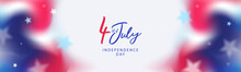Fourth of July. 4th of July holiday banner, poster. Modern minimal design template with stars and fluid gradient in colors of american flag. USA Independence Day background for greetings, sale, ads