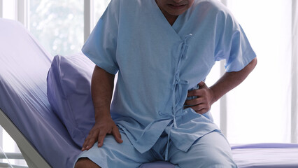  Elderly Asian male patient is hospitalized with stomachache.