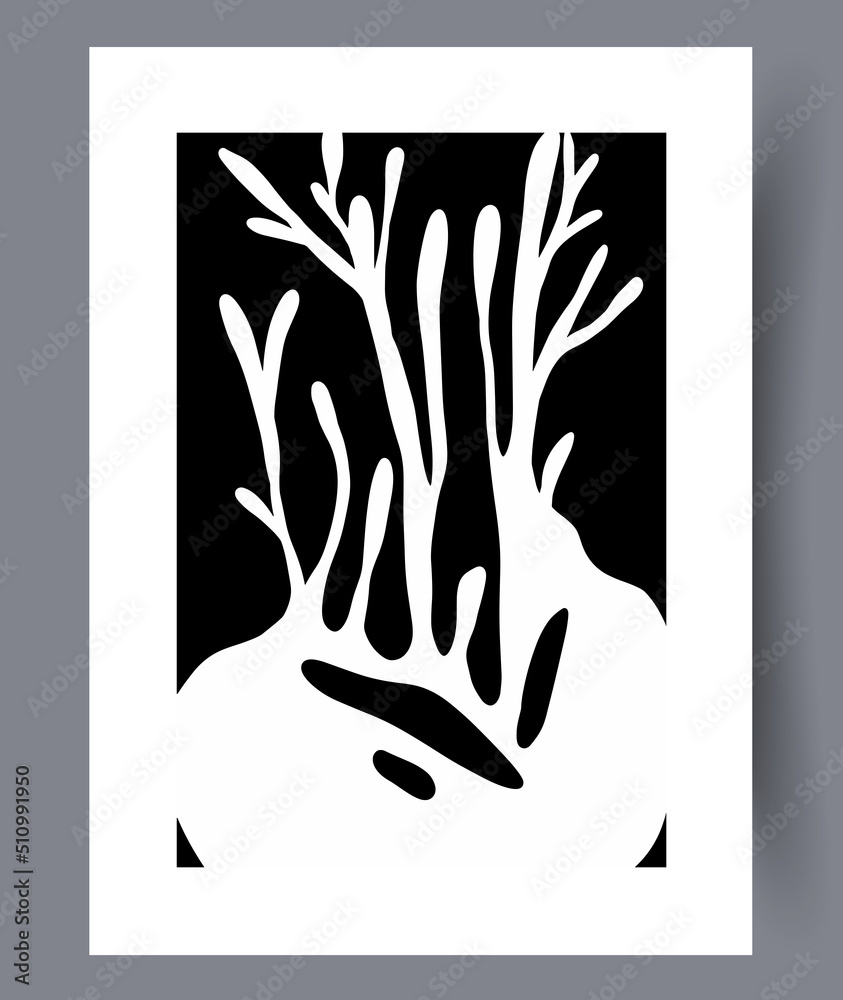 View of Scandinavian abstract wall art. Minimalistic art vector poster. Hand ...