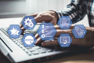 Poster - seo search engine optimisation digital marketing business technology concept