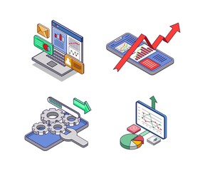 Poster - Set of icons for smartphone developer technology business